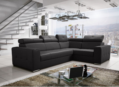 Corner sofa Couch upholstery Living room Leather L-shape new Modern Black Design Sofas